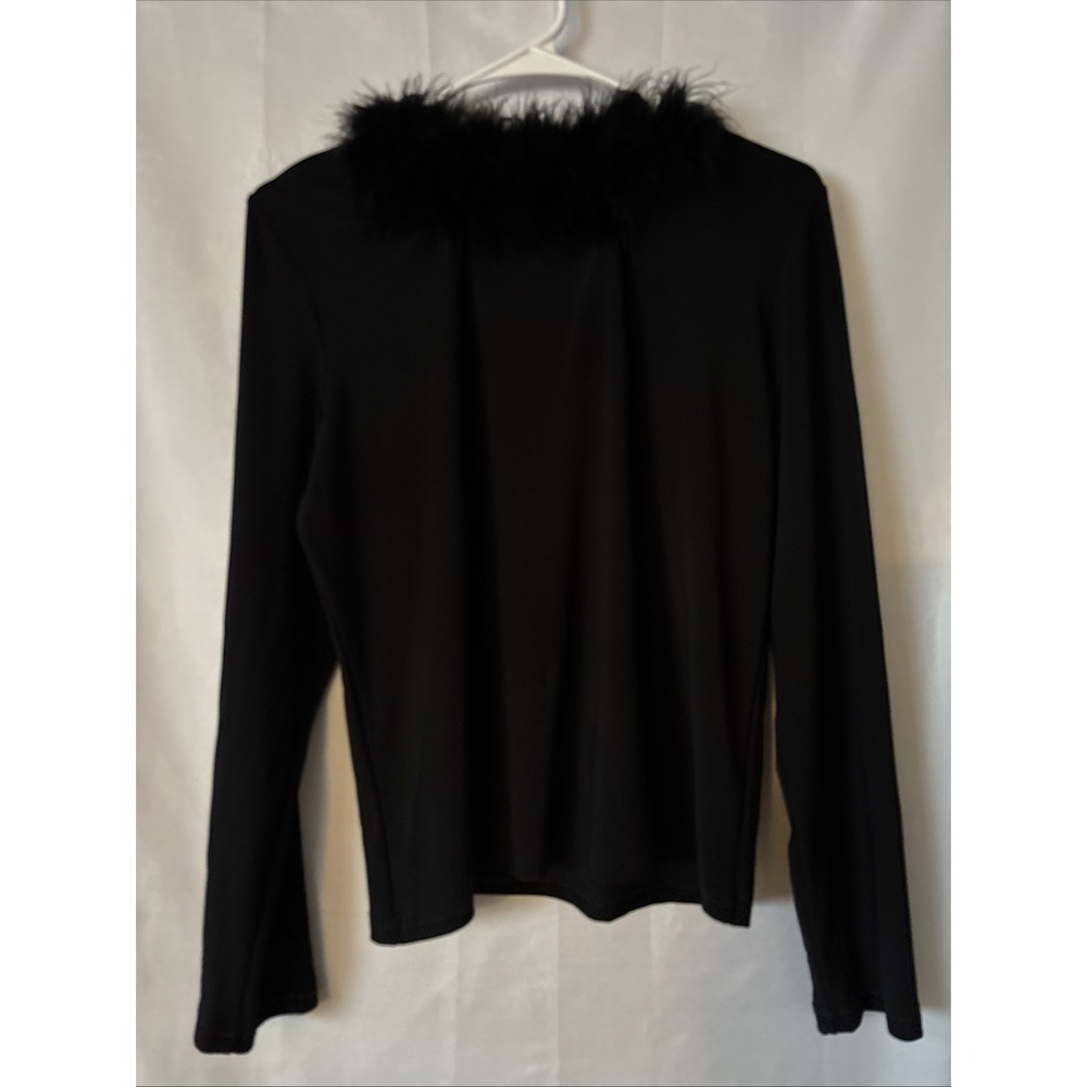 Western Connection Shirt Womens L Black Feather Boa Vintage Whimsi Witchy Goth‎